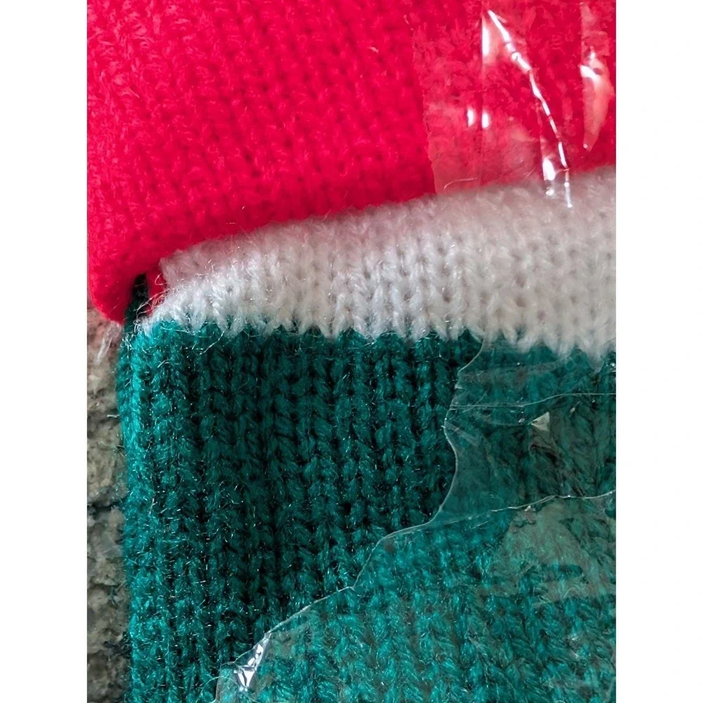 New Vintage House Of Lloyd Jumbo Knit Christmas Stocking  Wreath Heart Rare Larg